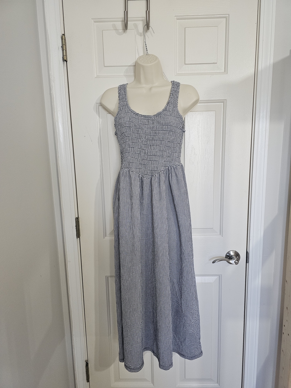 Old Navy Black & White Gingham Maxi Dress Size Med
